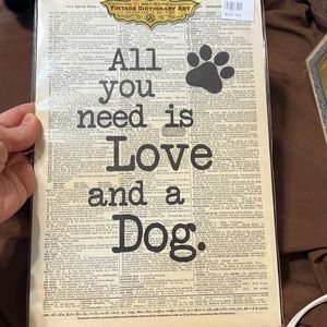 All You Need Is Love And A Dog - Dictionary Wall Art Decor - BRAND NEW!
